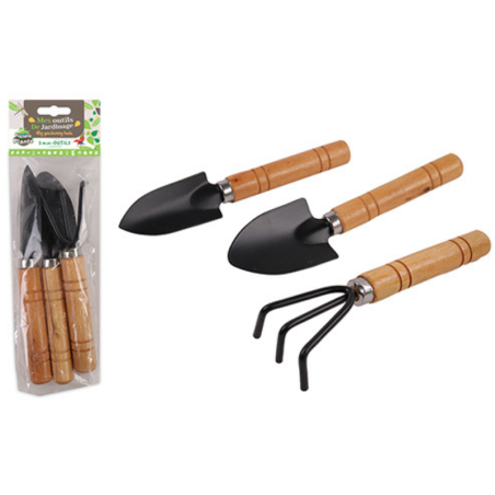 Lot de 3 mini outils en métal et bois