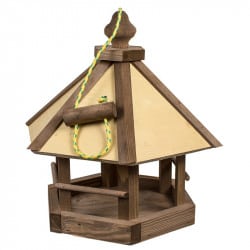 Maison d'oiseaux en bois avec lanière pour l'extérieur, accessoire