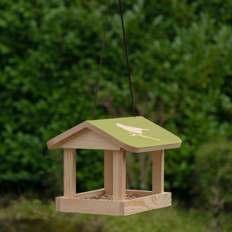 Mangeoire à oiseaux suspendue à l'épreuve des éclaboussures de maison d' oiseau en bois avec corde 